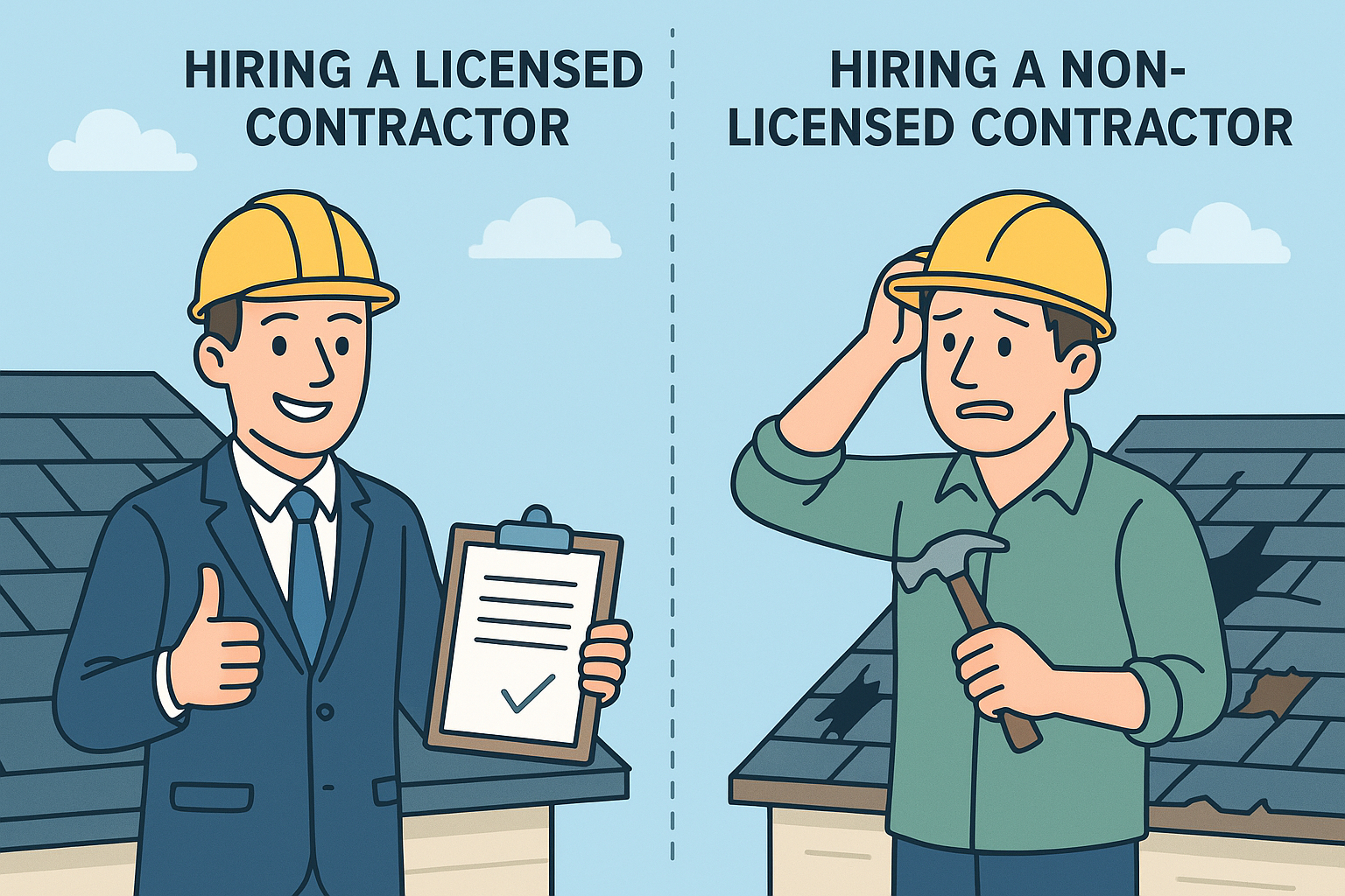 You are currently viewing The Importance of Hiring a Licensed and Insured Roofing Contractor vs. an Unlicensed One